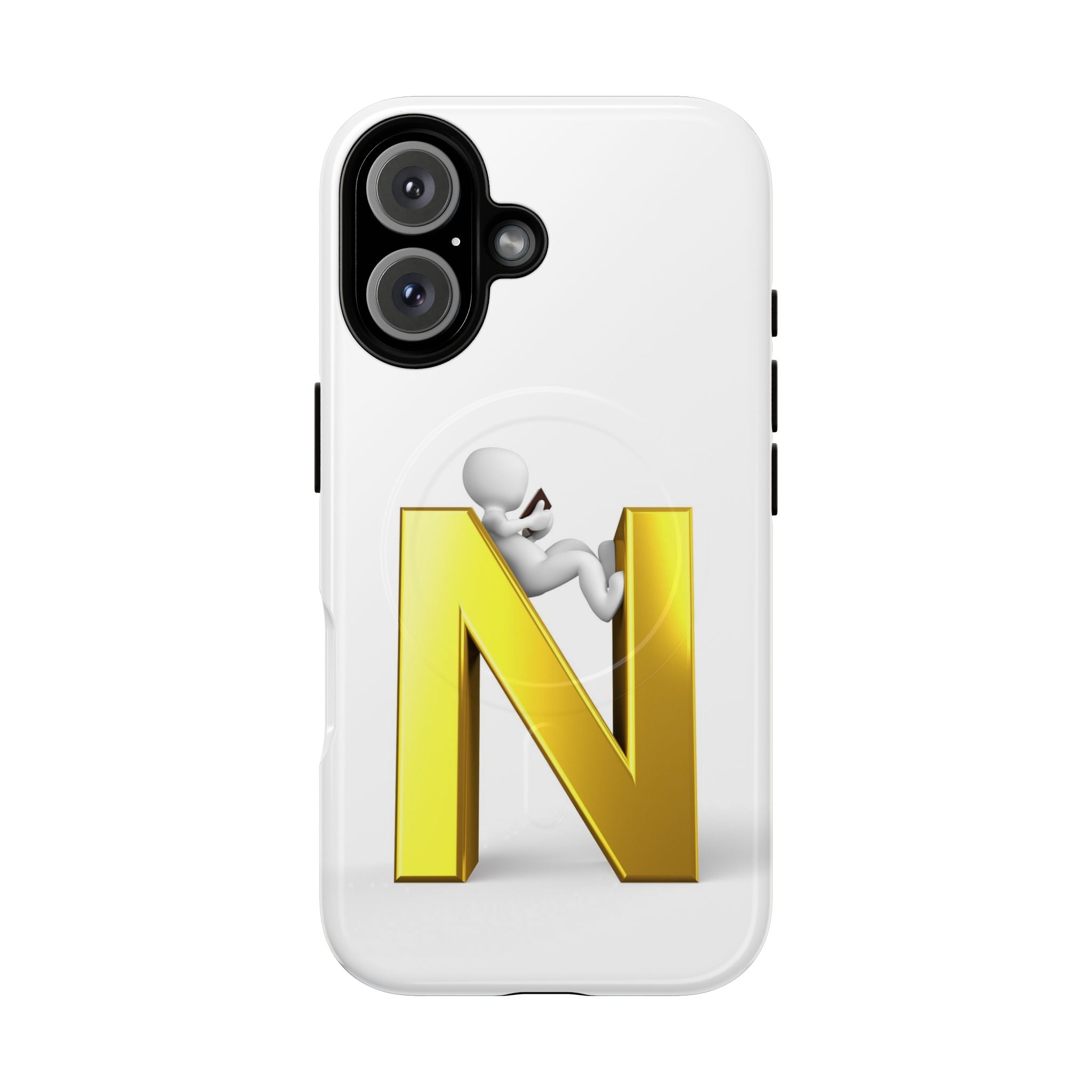 Coque de téléphone en or, lettre N, figure 3D | Coque magnétique robuste