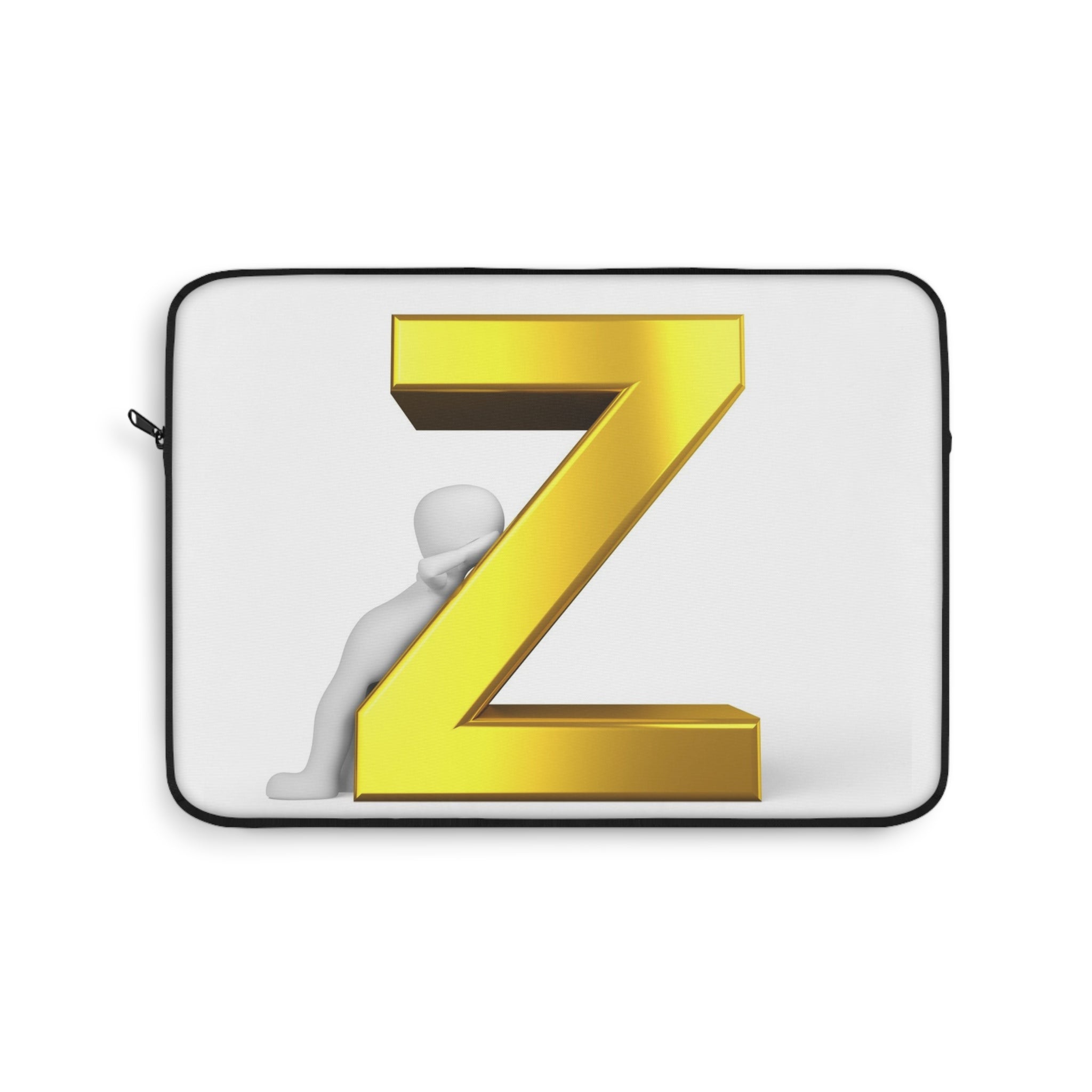 Housse d'ordinateur portable en 3D lettre Z dorée | Monogramme initiale Z
