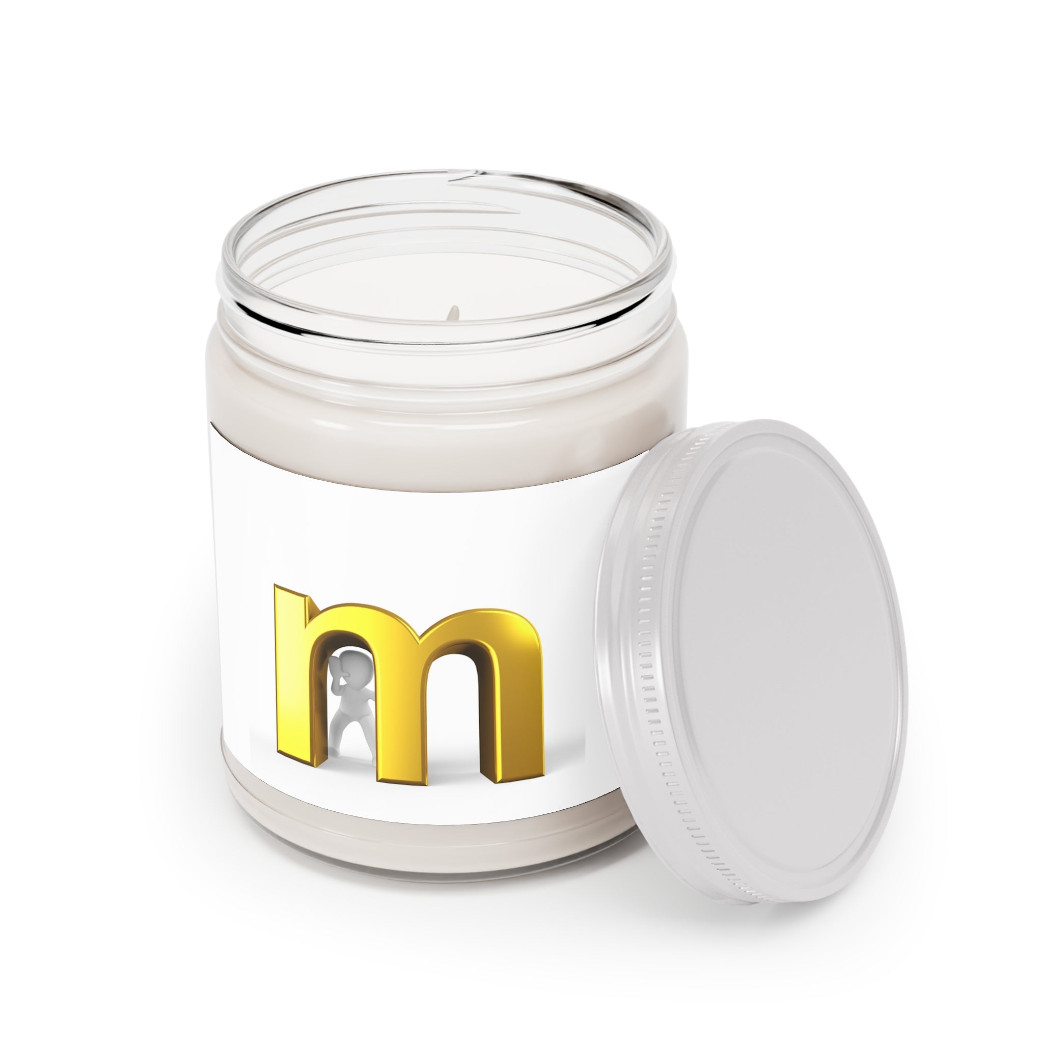 Gold Letter M Monogram Candle 9oz Soy Candle | White Lid
