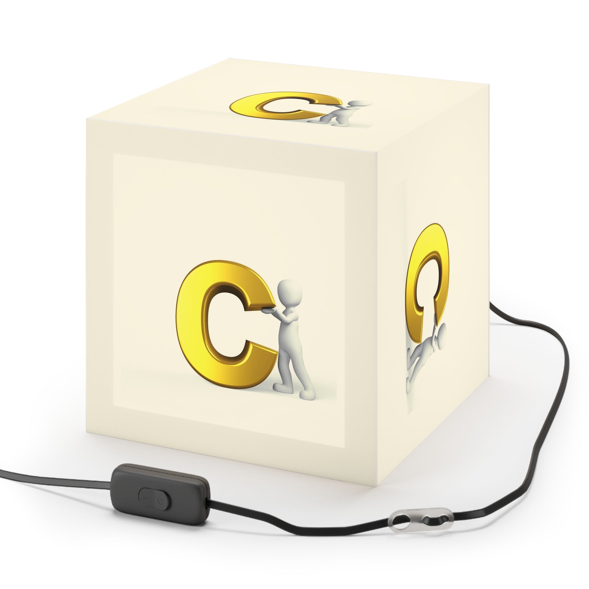 3D Letter C Cube Lamp | Alphabet Nursery Light | Kids Room Decor