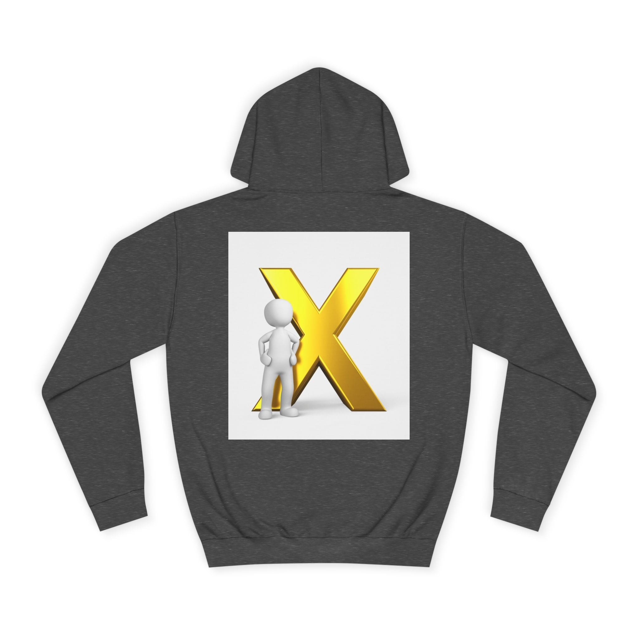Golden Letter X Graphic Hoodie | 3D Stick Figure Initial X Sweatshirt