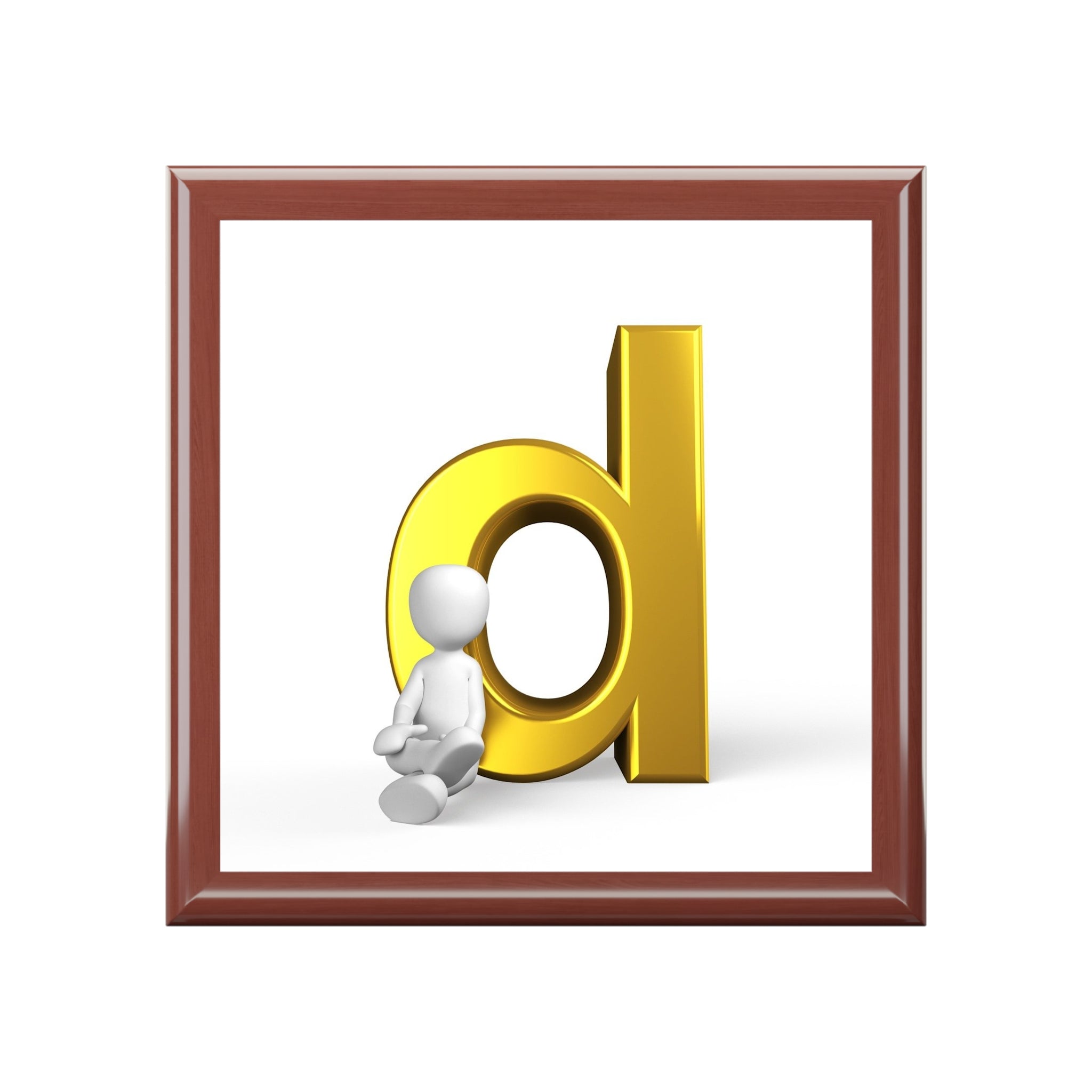 Gold Letter D with Figurine Jewelry Box | Personalized Initial Keepsake