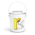 Yellow Letter R Character Ice Bucket with Tongs | Monogram Initial Cooler