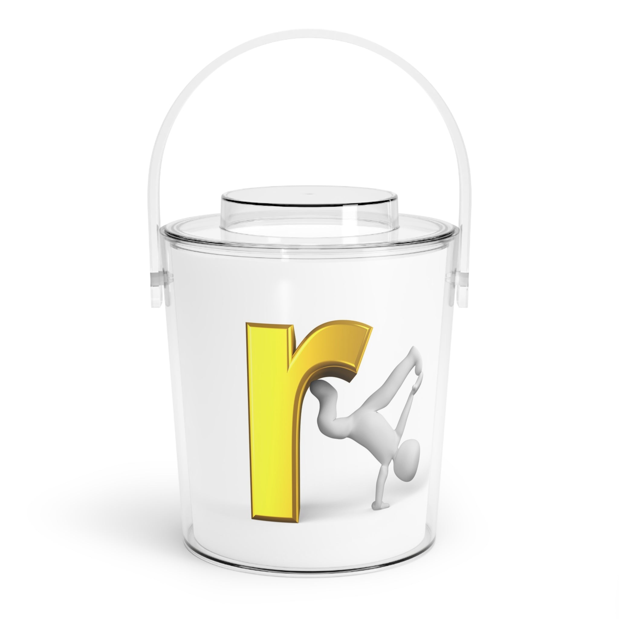 Yellow Letter R Character Ice Bucket with Tongs | Monogram Initial Cooler