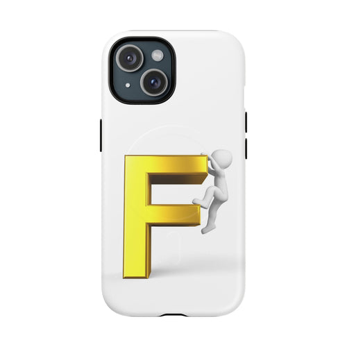 Coque de téléphone robuste magnétique | Lettre F en or 3D