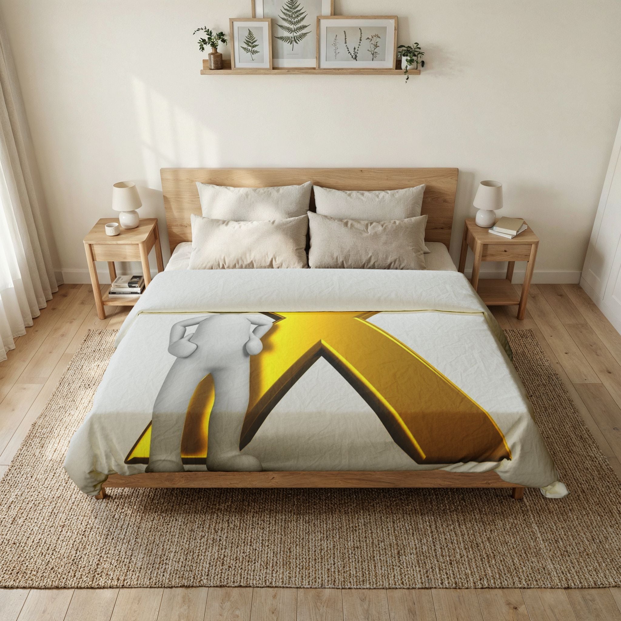 Gold Letter X with 3D Figure Duvet