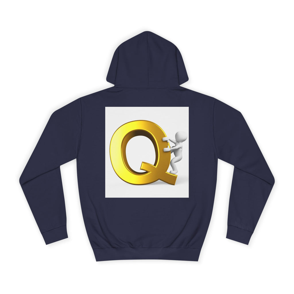 Golden Q Letter Hoodie | 3D Character Climbing Initial Sweatshirt