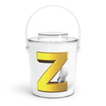 Gold Letter Z Monogram Ice Bucket with Tongs | Personalized Initial Decor