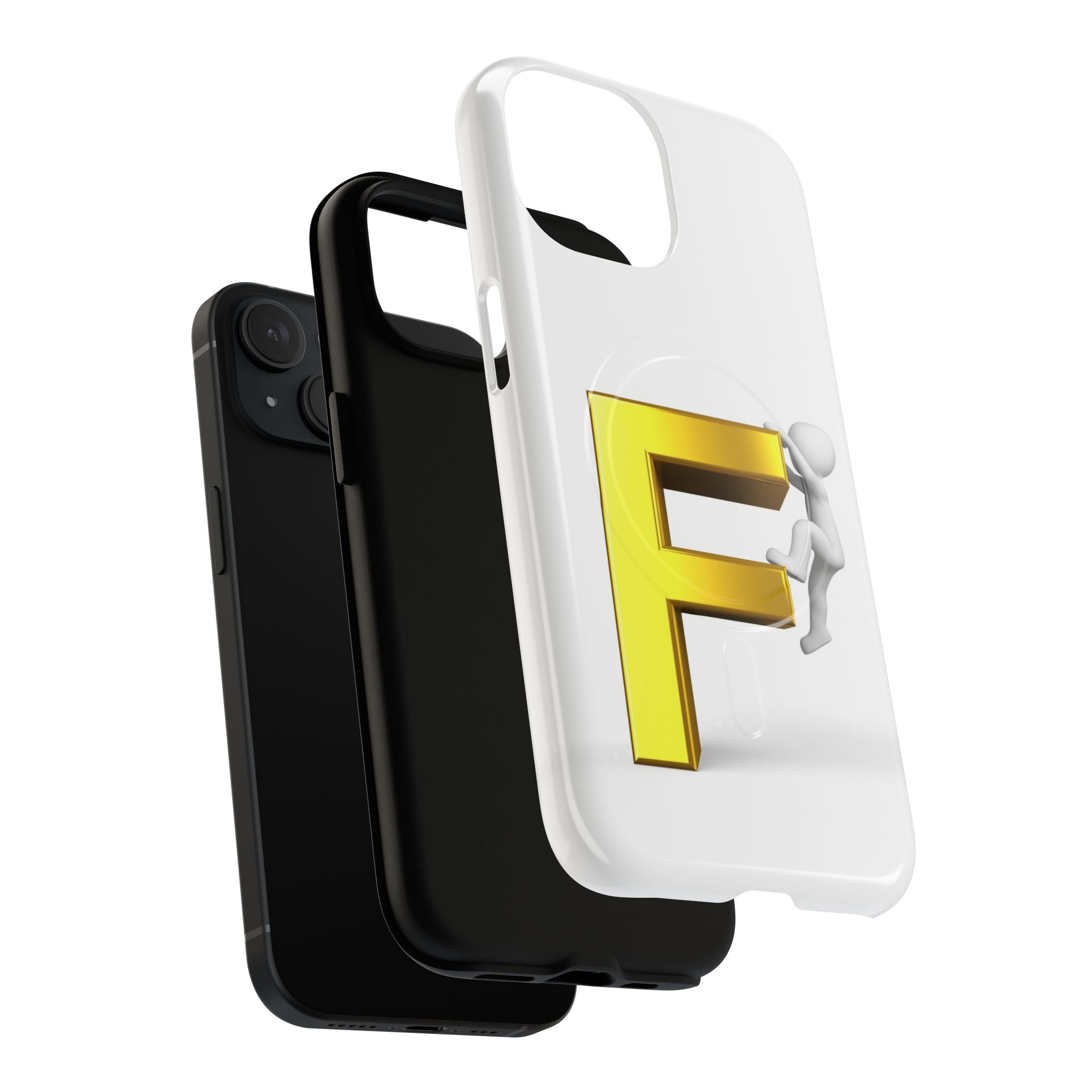 3D Gold Letter F Climber Phone Case | Magnetic Tough Case