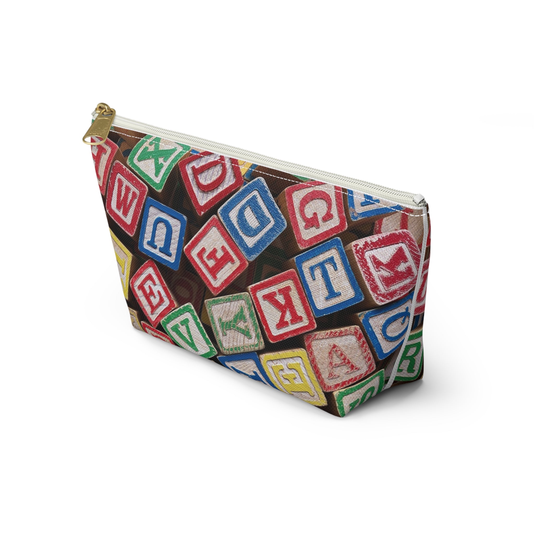 Scattered Wooden Alphabet Blocks Accessory Pouch