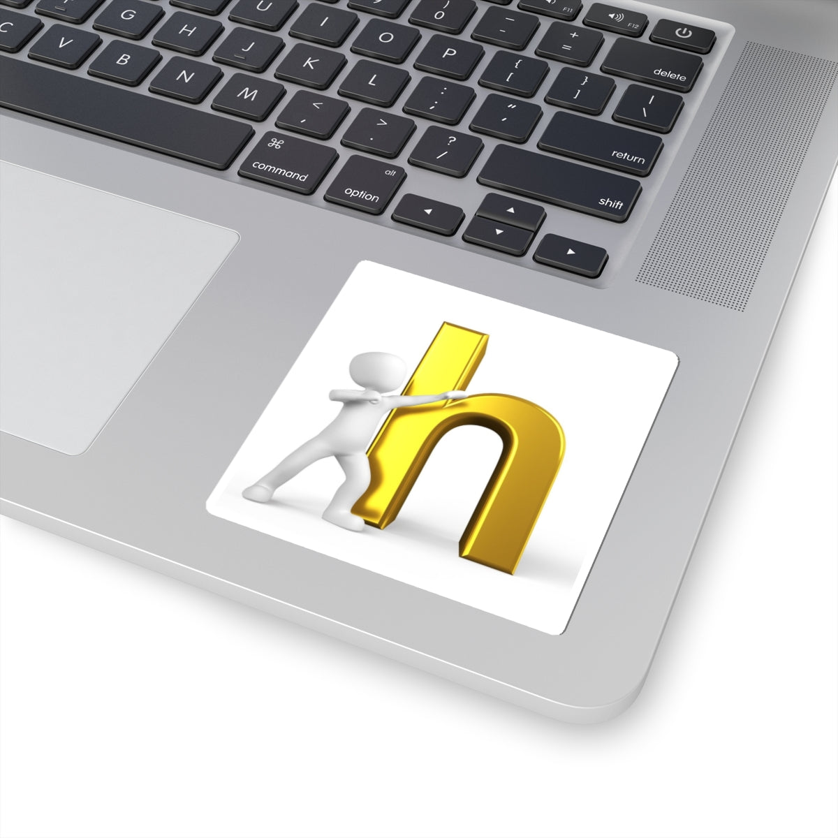3D Gold Letter H with Figure Kiss-Cut Sticker | Single Letter Monogram Decal