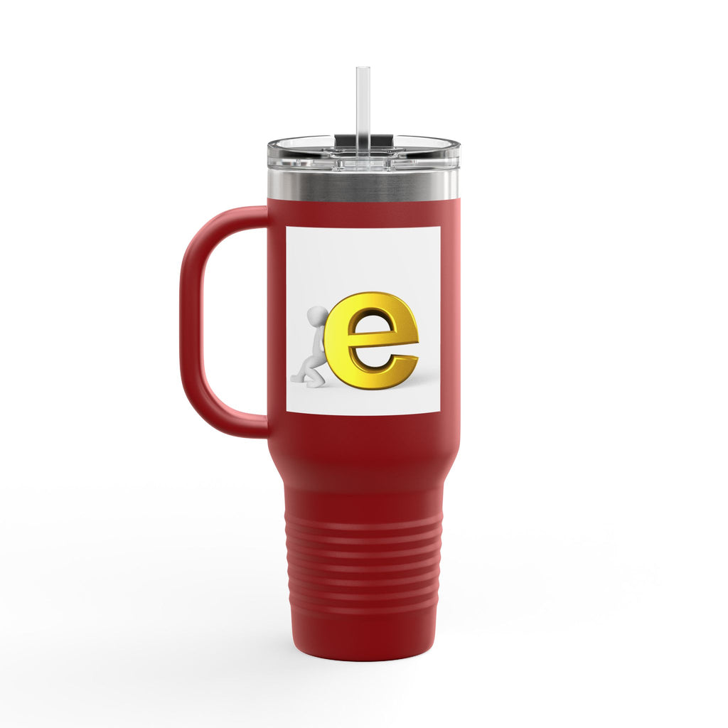 Yellow 3D Letter E Character Travel Mug | Insulated 40oz Tumbler