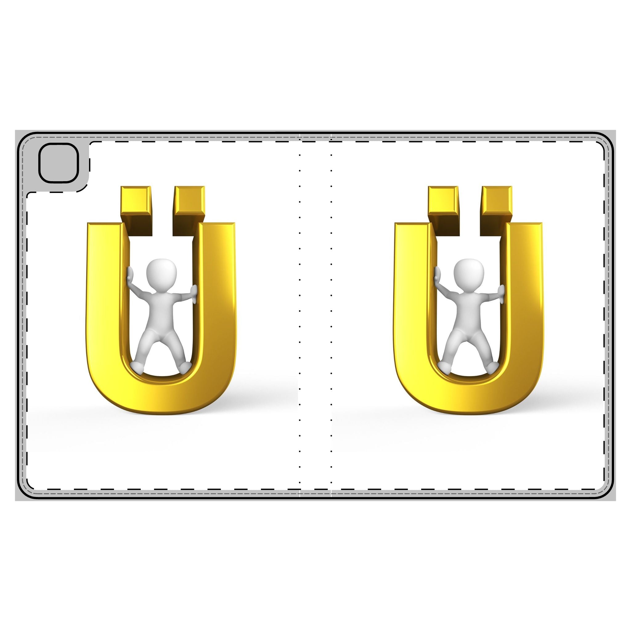 Gold Letter Ü Character Tablet Folio Case | Letter Ü Design