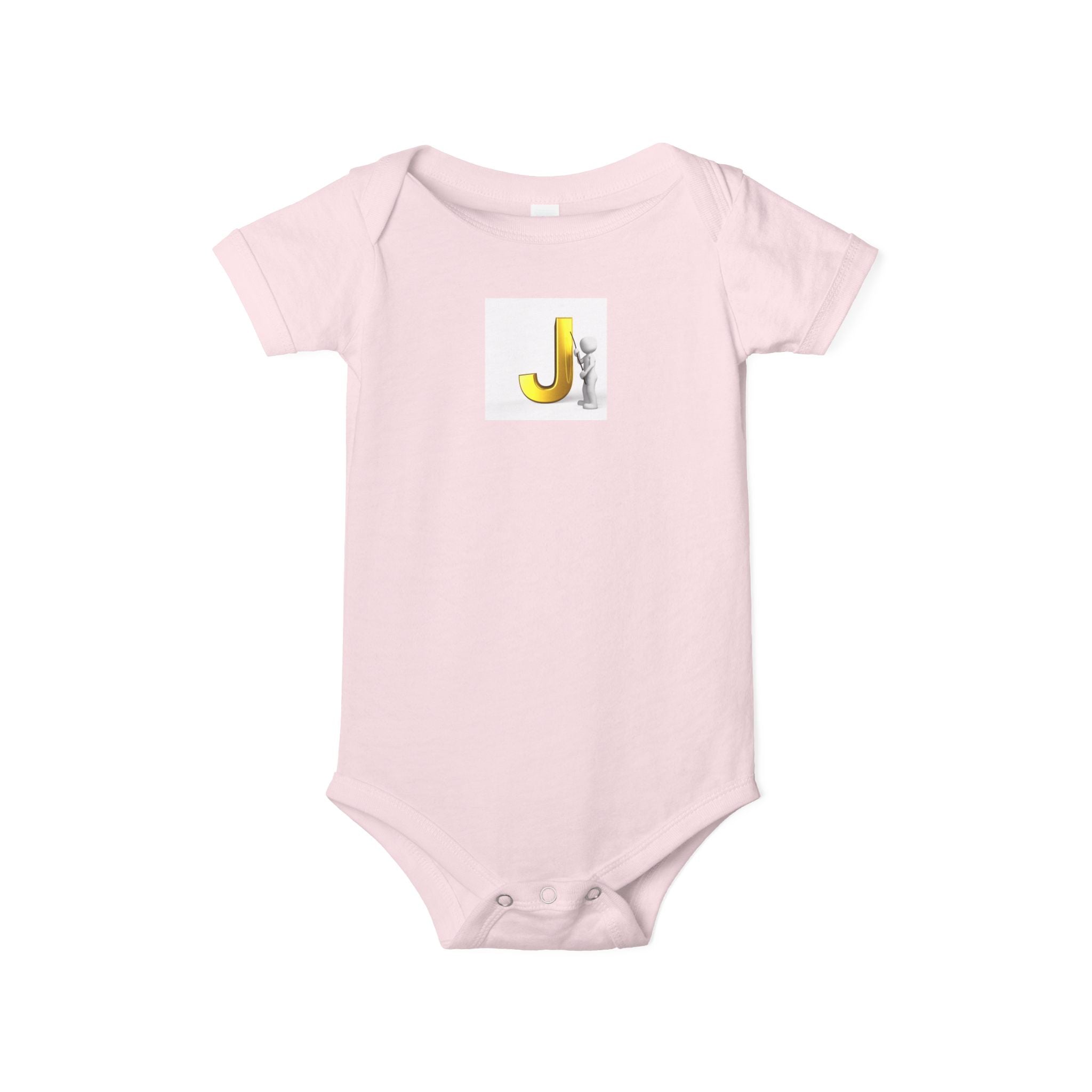 Lettre jaune J avec grenouillère bébé paresseux | Body bébé