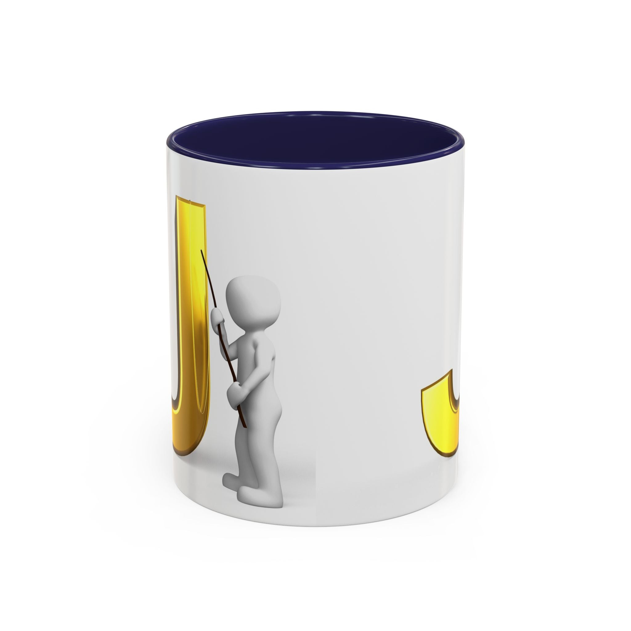 Mug à café avec accent monogramme lettre J doré | Mug avec initiale J