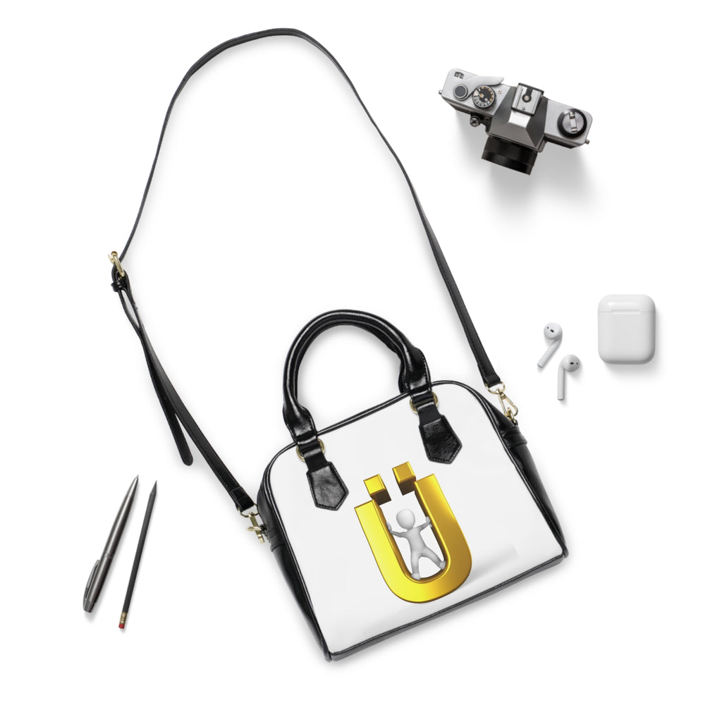 3D Gold Letter Ü with Figure Shoulder Handbag | Novelty Symbol Purse