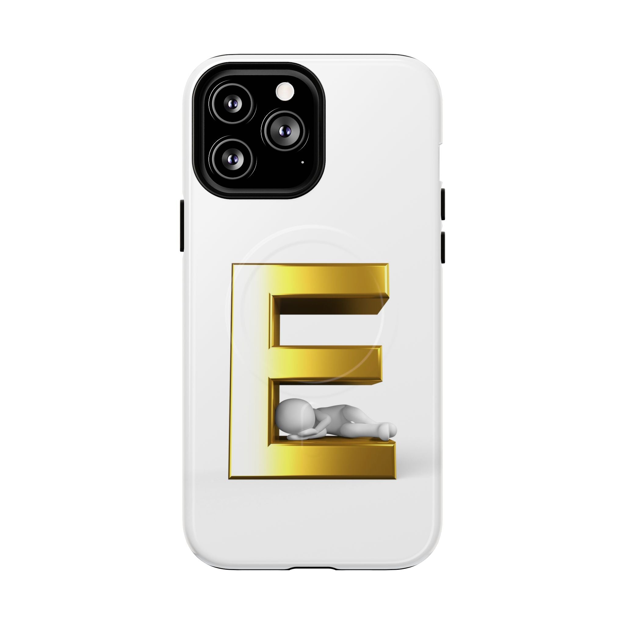 Coque de téléphone Monogramme Lettre E Dorée | Coque Magnétique Renforcée