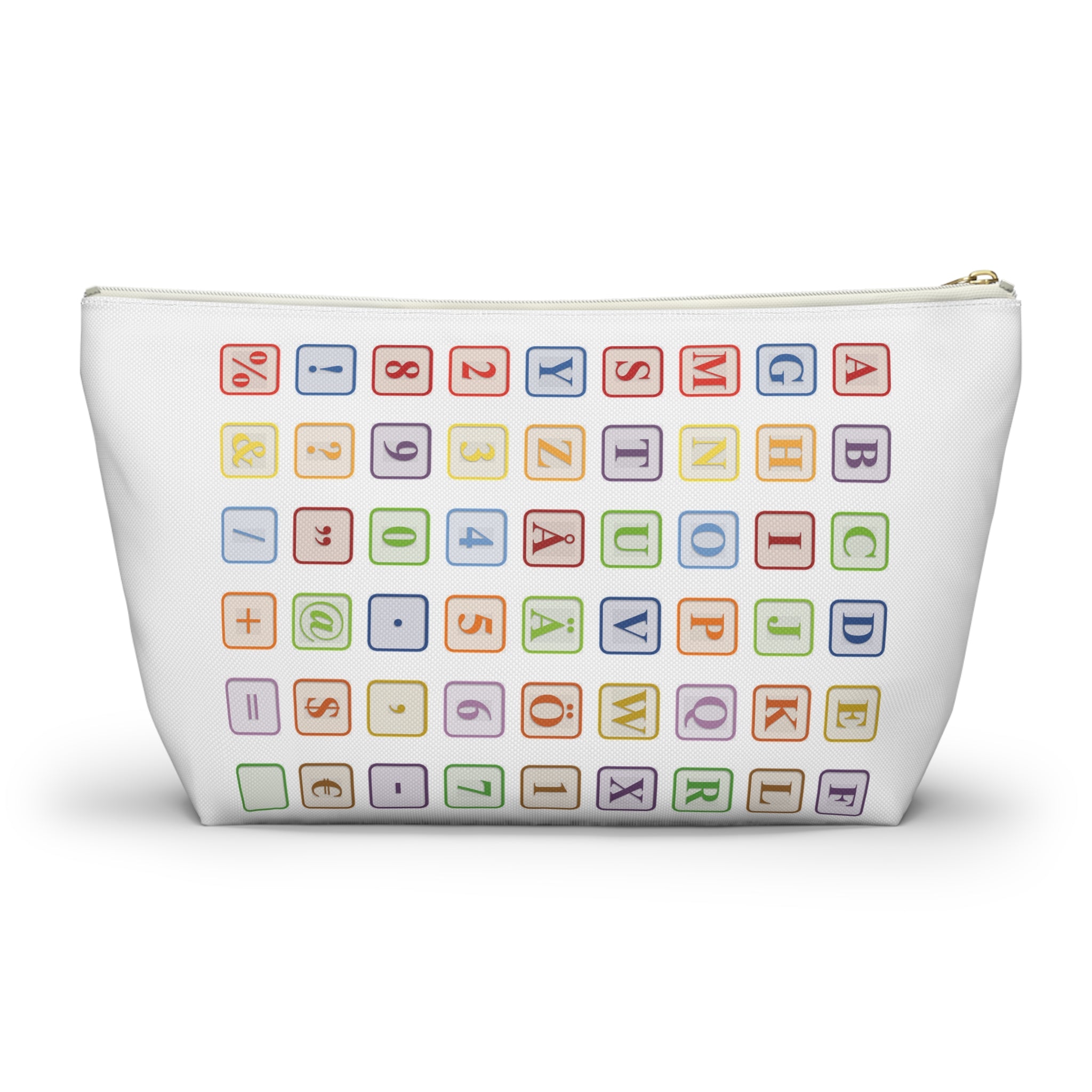 Alphabet Blocks Pattern Accessory Pouch | Letter Tile Makeup Bag