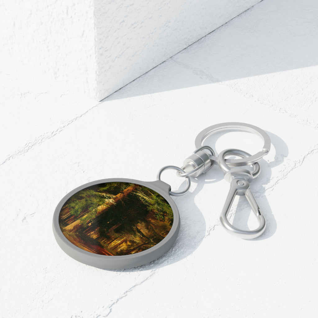 Forest Path Keyring Tag | Woodland Trees Round Keychain