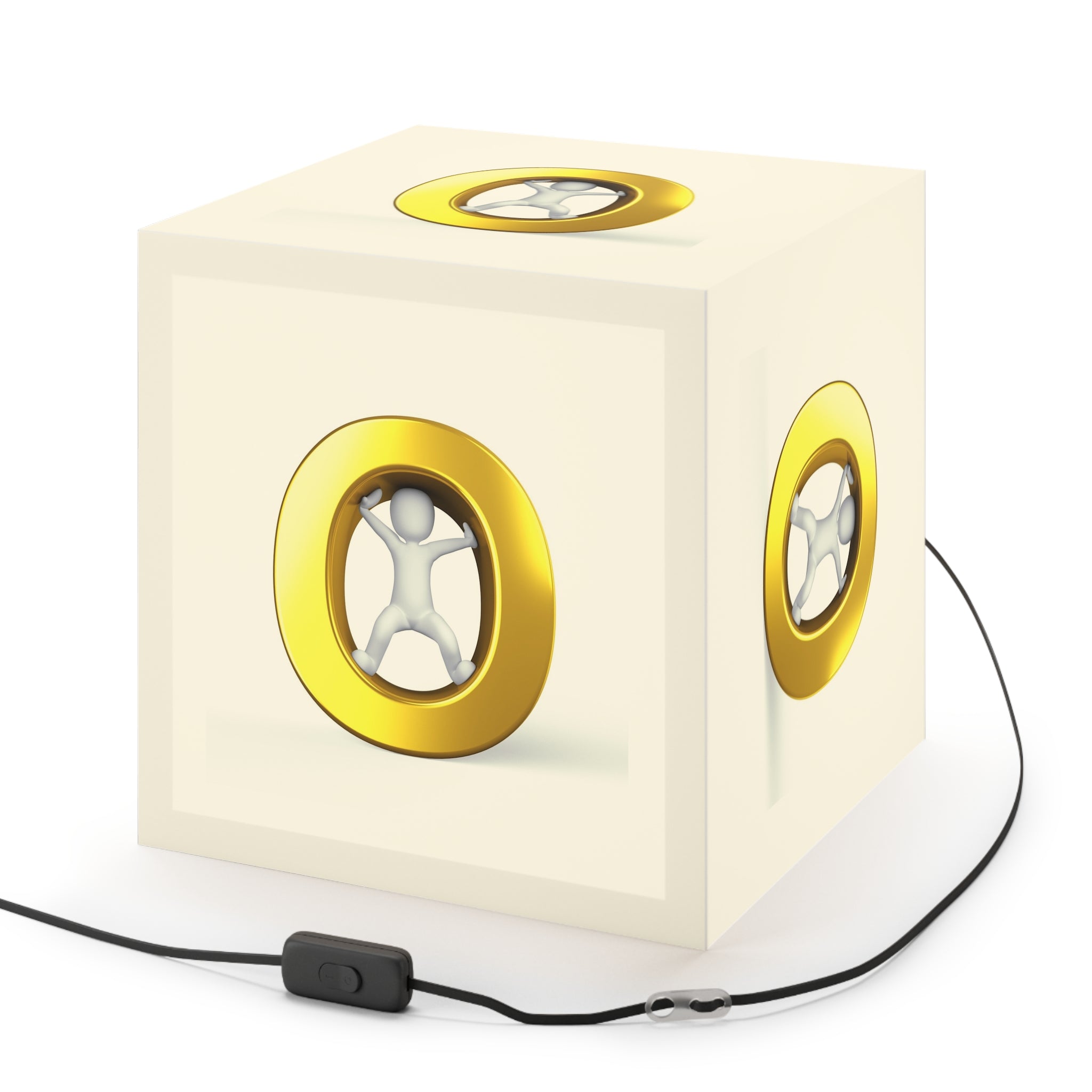 Golden Letter O Light Cube Lamp | Modern Nautical Accent Lighting