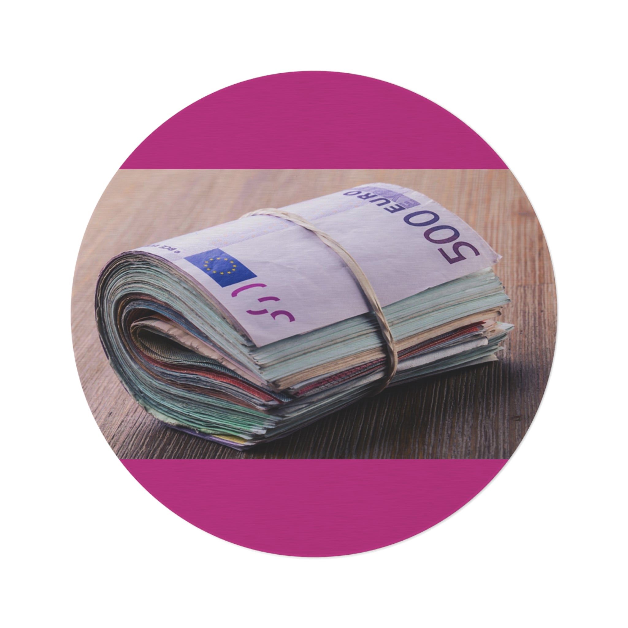 Stack of Euro Banknotes Round Rug | Money Print Circular Floor Mat