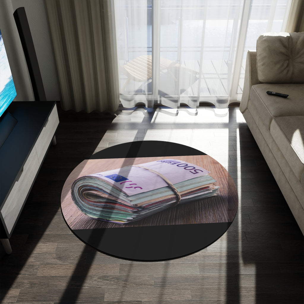 Stack of Euro Banknotes Round Rug | Money Photo Floor Mat