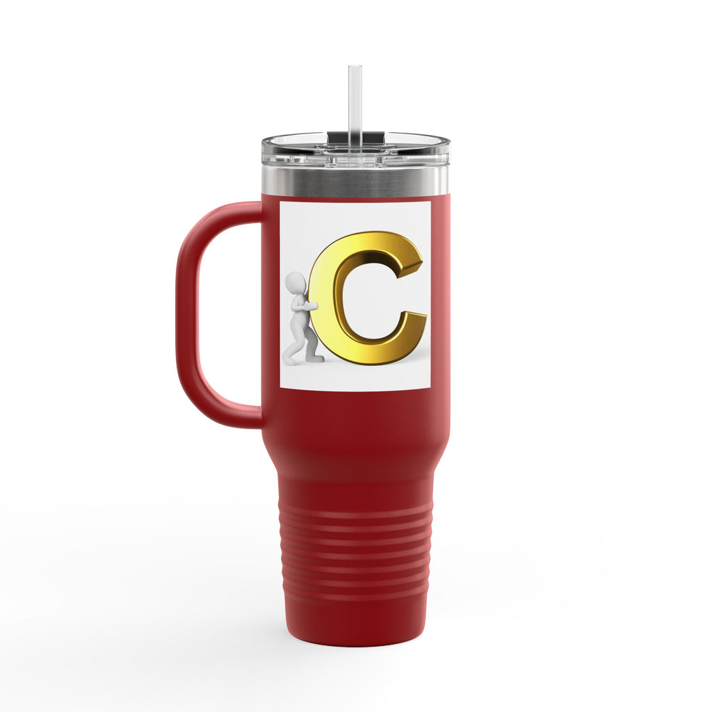 3D Gold Letter C Initial Travel Mug | 40oz Insulated Tumbler