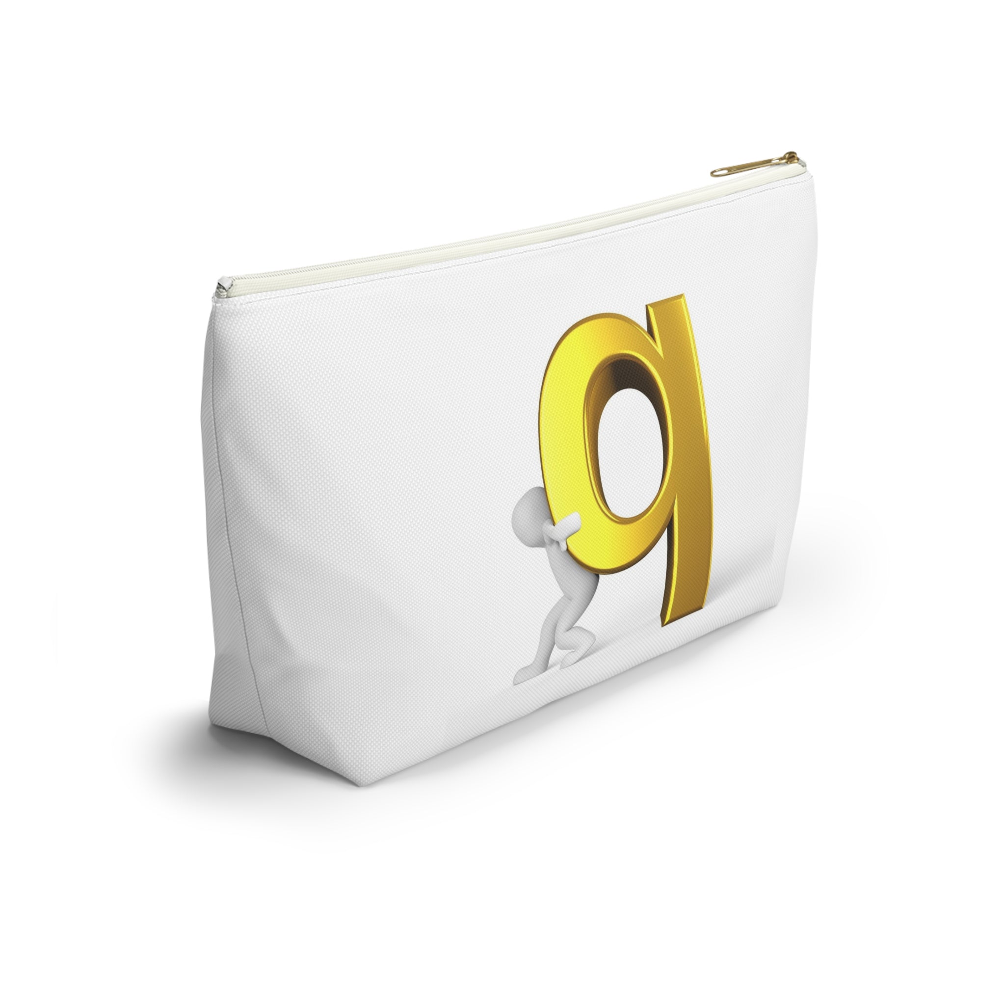 Gold Letter Q Monogram Accessory Pouch | T-Bottom Makeup Bag