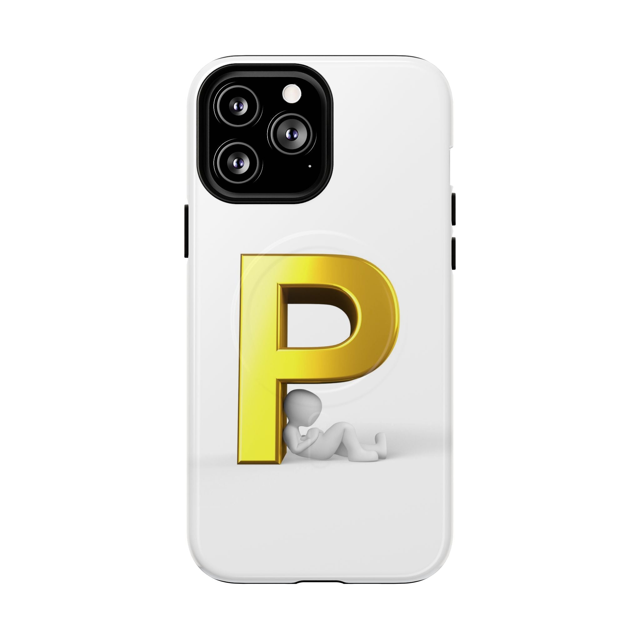 Coque de Téléphone Monogramme Lettre P Dorée | Coque Magnétique Robuste