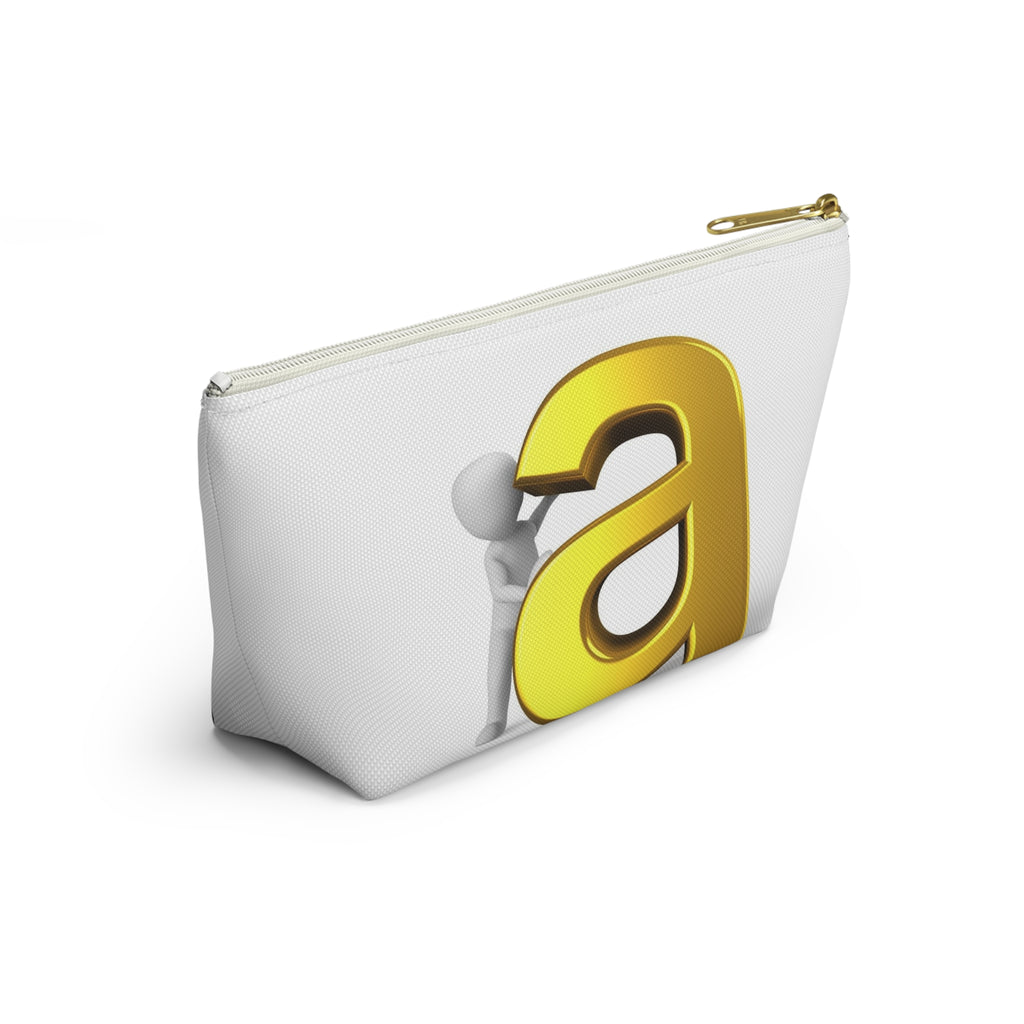 Gold Letter A Monogram Accessory Pouch | T-Bottom Makeup Bag