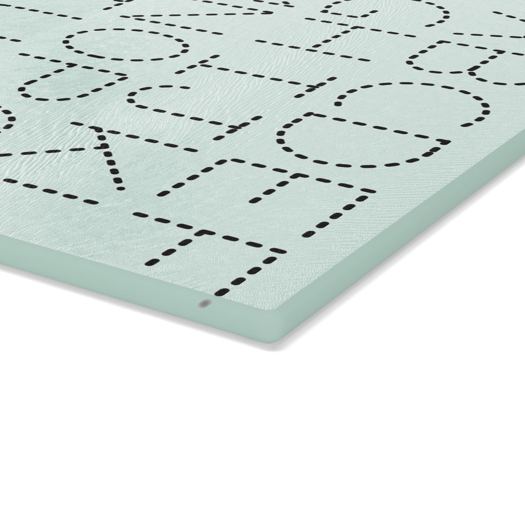 Dotted Alphabet & Numbers Glass Cutting Board | Educational Kitchen Decor