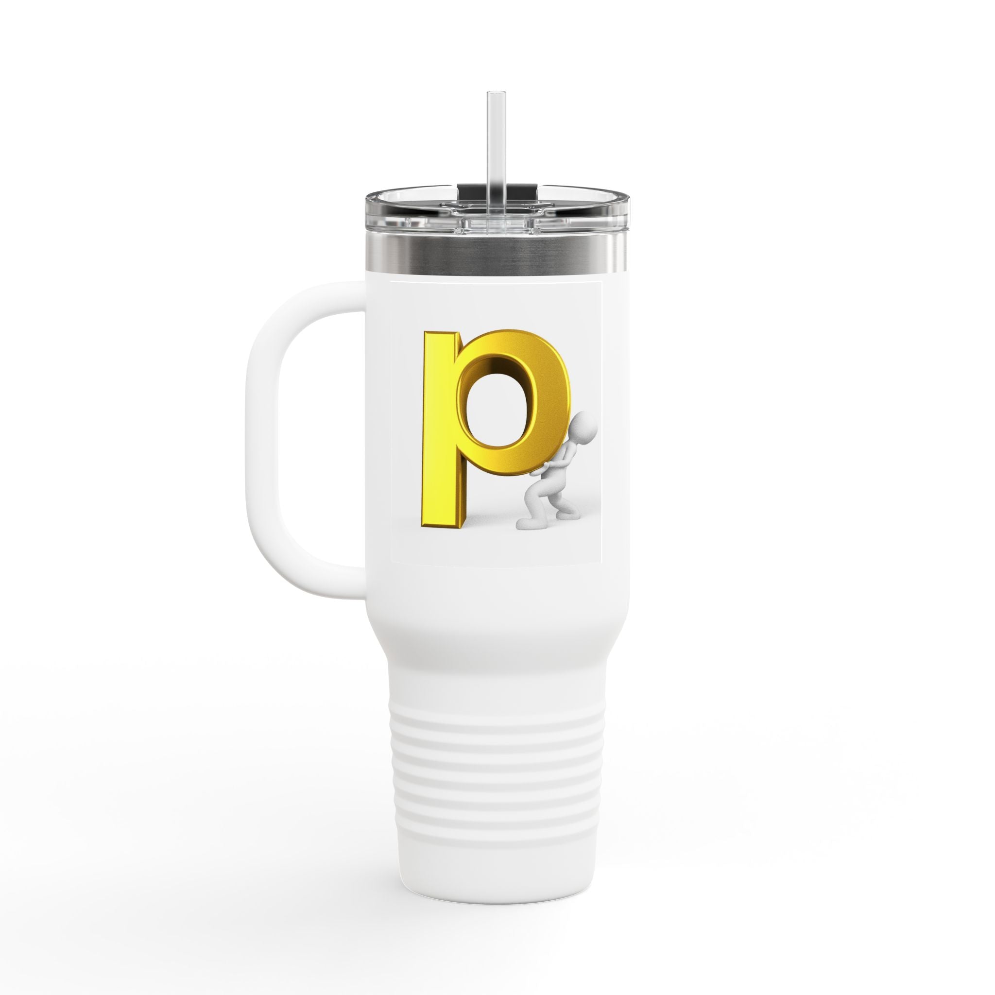 Yellow 3D Letter P Monogram Tumbler 40oz Travel Mug