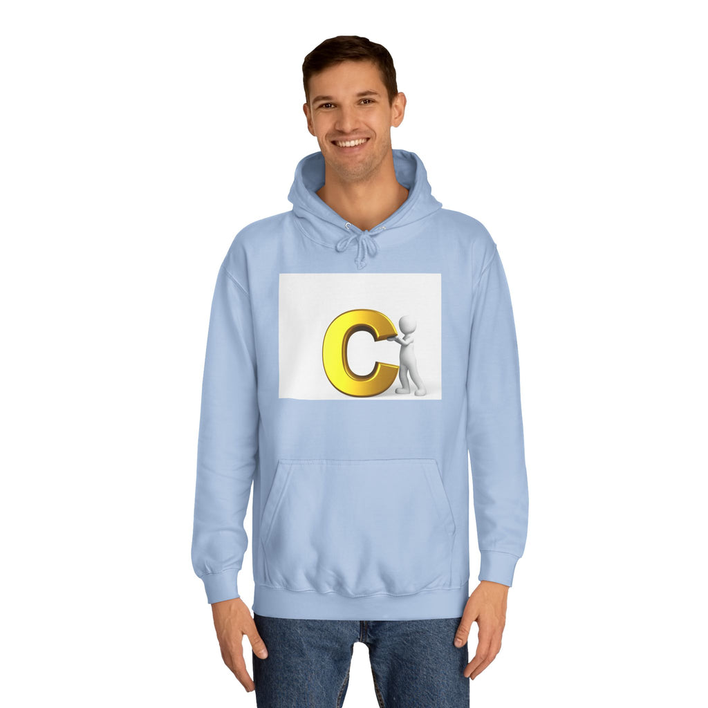 3D Yellow Letter C with Character Hoodie | Initial Monogram Sweatshirt