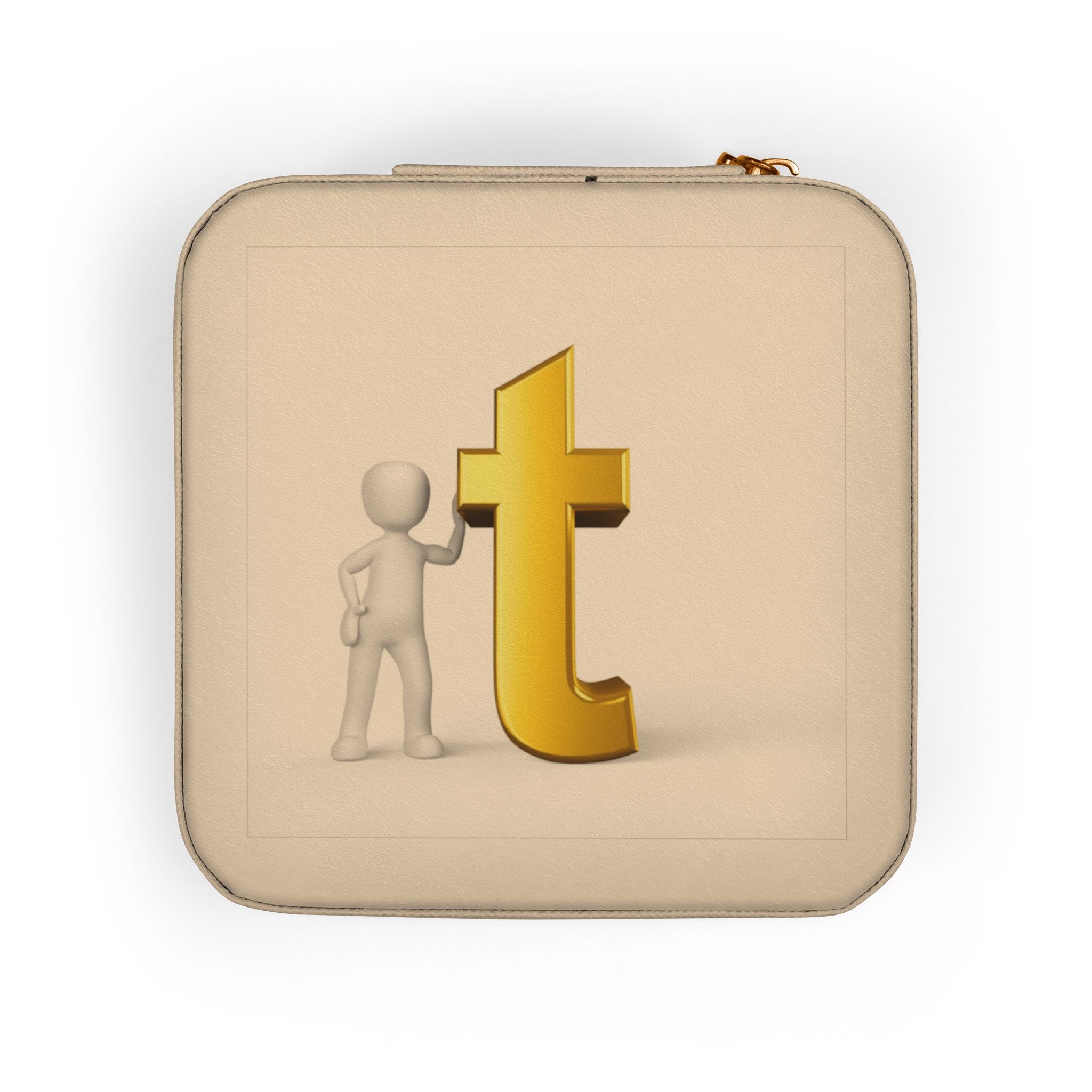 Minimalist Gold Letter T Jewelry Travel Case | Compact Portable Organizer
