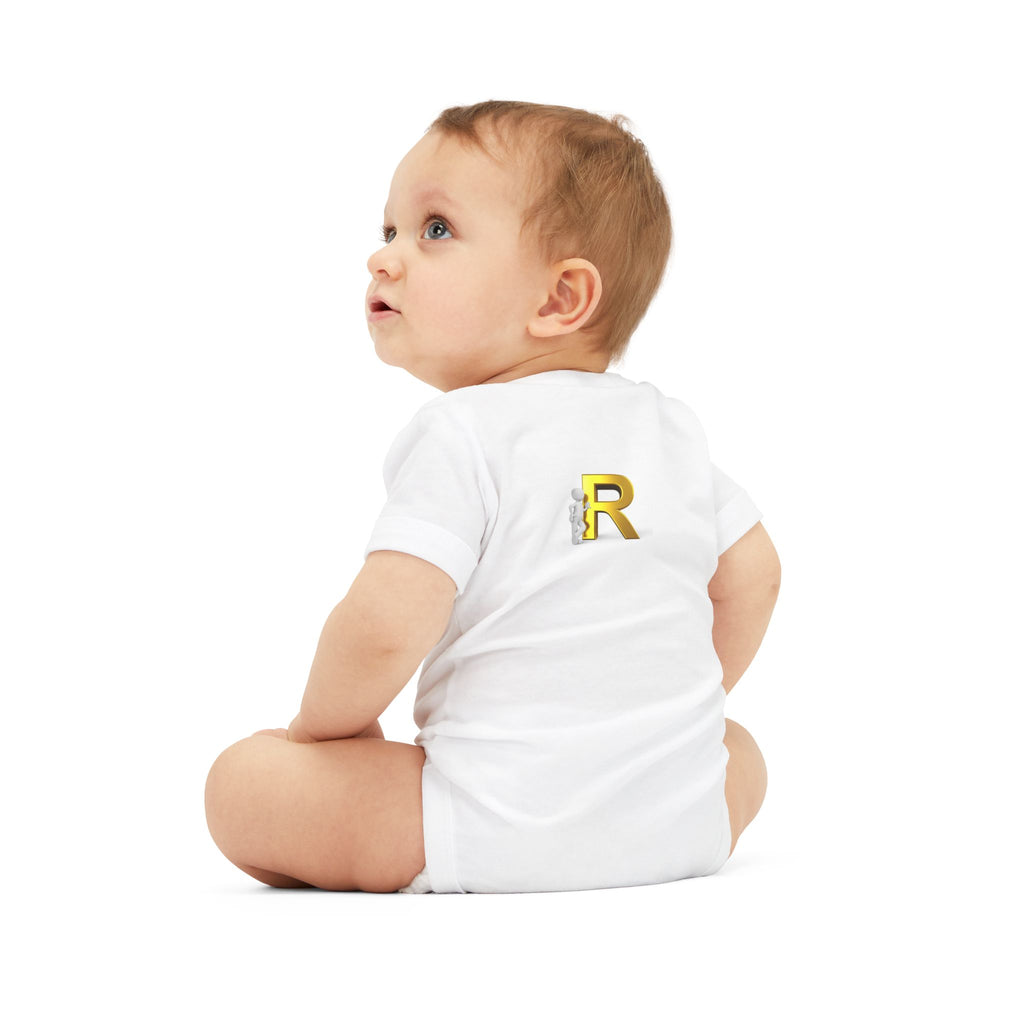 Gold Letter R Monogram Infant Onesie | Baby Bodysuit