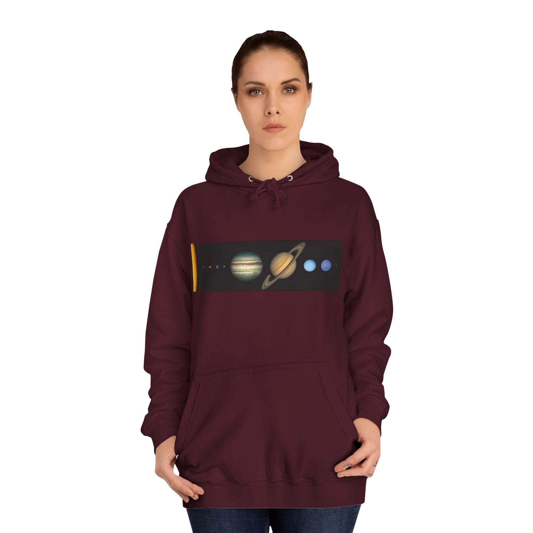 Solar System Planets Hoodie | Saturn Jupiter Earth Mars Nebula Design
