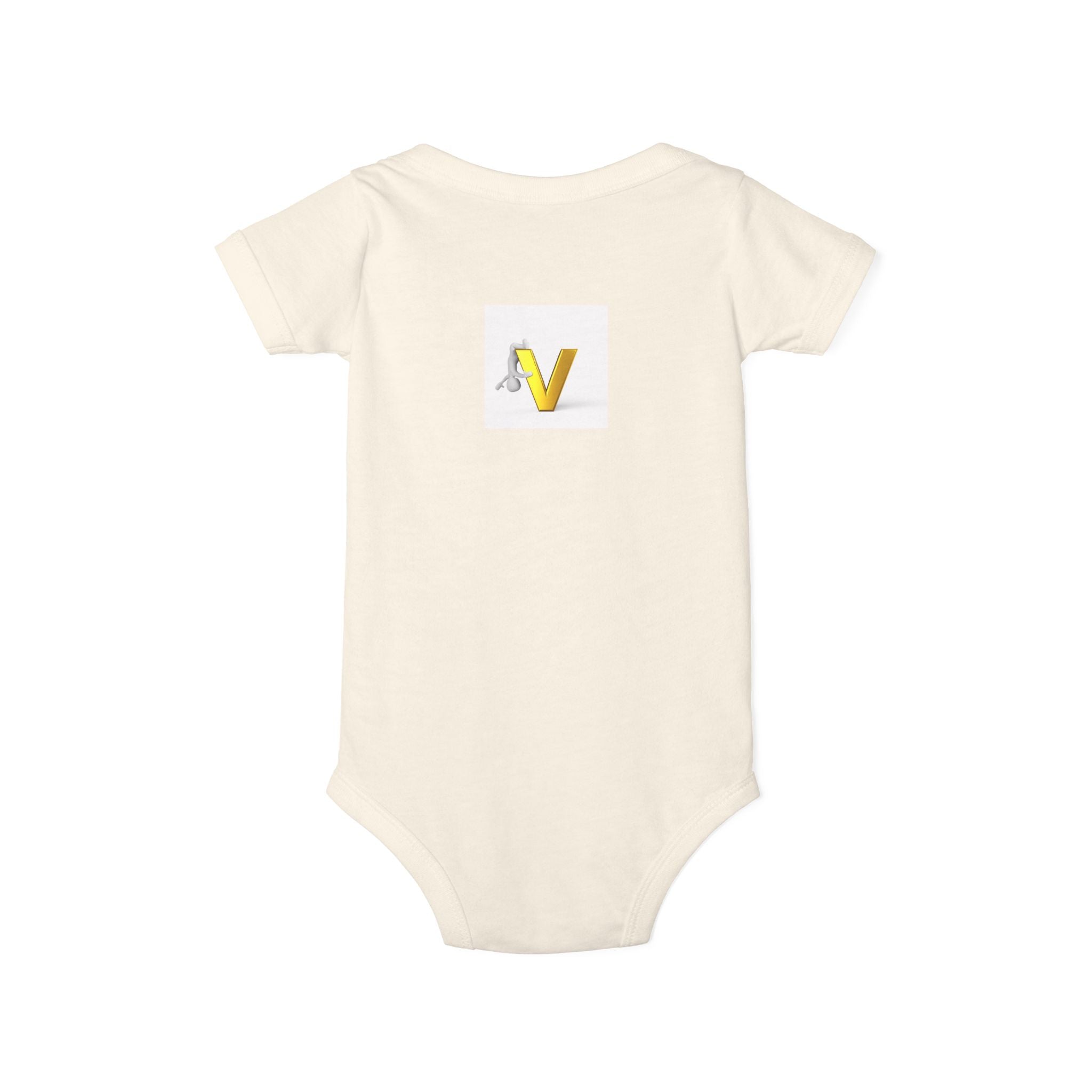 Letter V Baby Onesie | Gold Monogram Infant Bodysuit