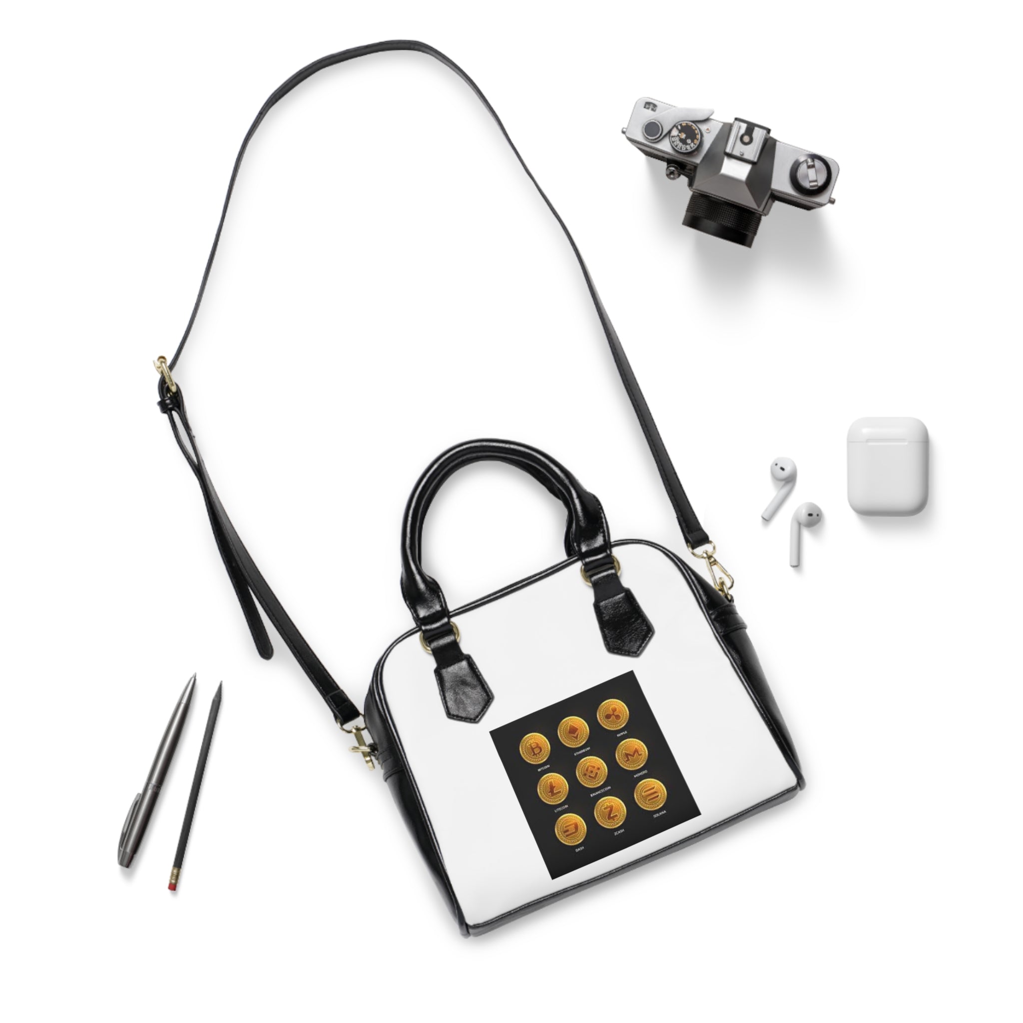 Cryptocoins Shoulder Handbag | Cute Emoji Snack Pattern
