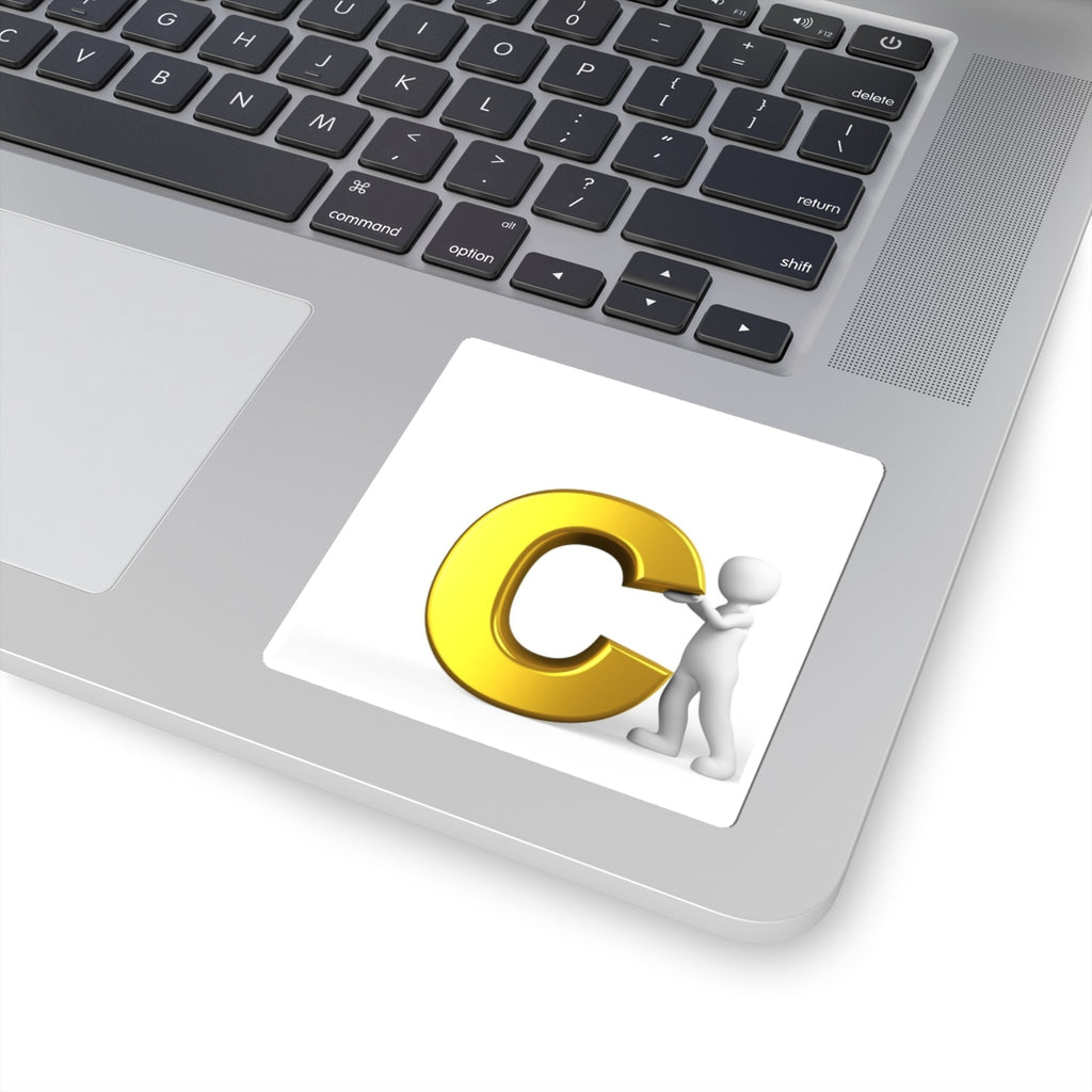 Gold 3D Letter C with Figure Sticker