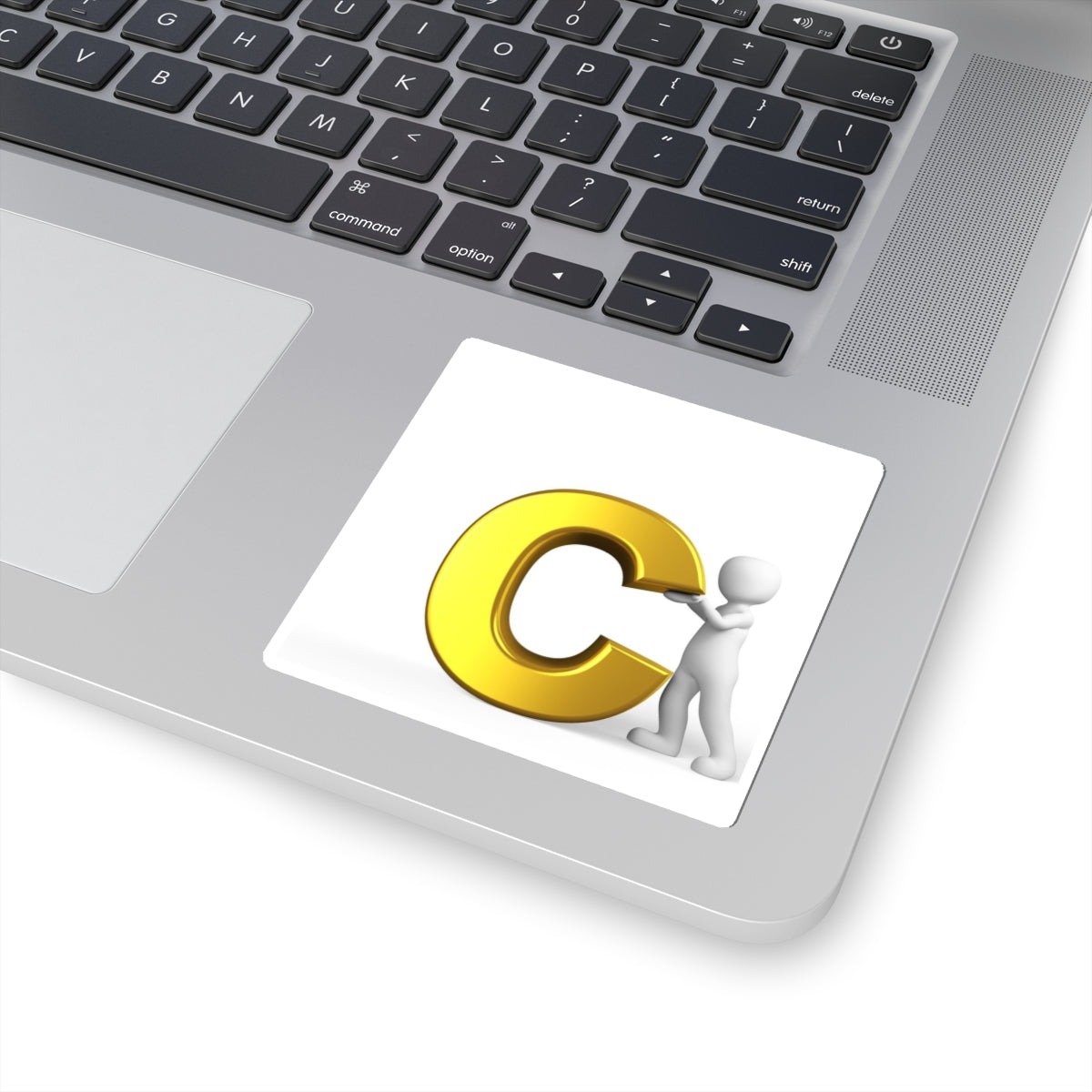 Gold 3D Letter C with Figure Sticker