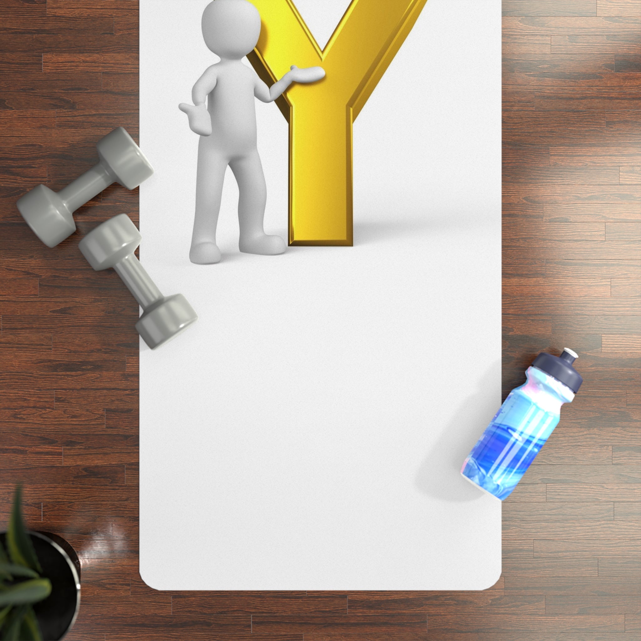 Gold Letter Y with Figure Yoga Mat | Rubber Yoga Mat