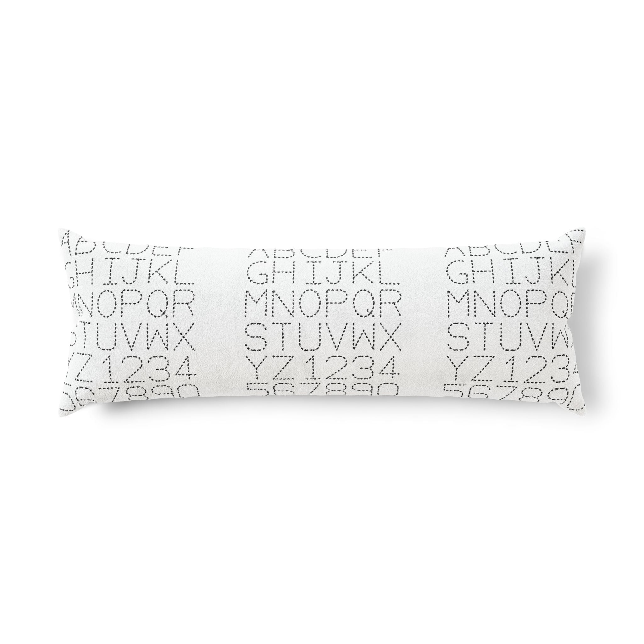 Alphabet Stitch Pattern Body Pillow | Typographic Nursery Decor