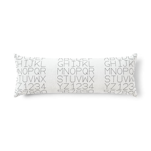 Alphabet Stitch Pattern Body Pillow | Typographic Nursery Decor