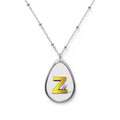Gold Initial Z Oval Pendant Necklace — Personalized Letter Teardrop Charm