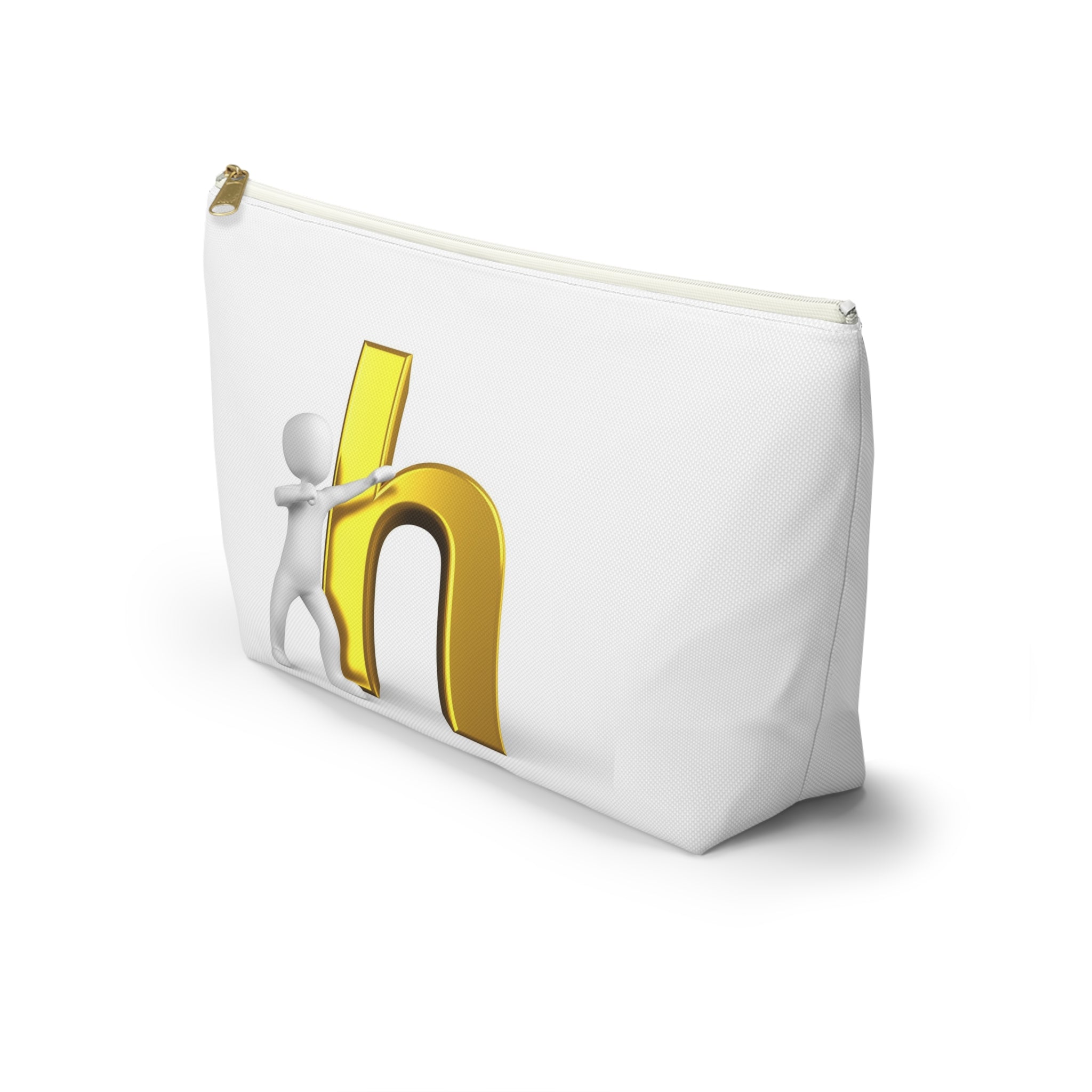 3D Person Pushing Gold Letter H Accessory Pouch