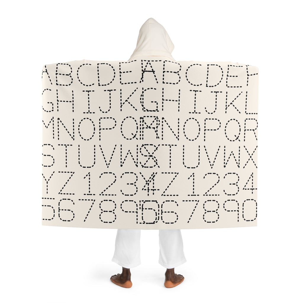 Alphabet Dot Pattern Hooded Sherpa Blanket | Cozy Letter Print Throw