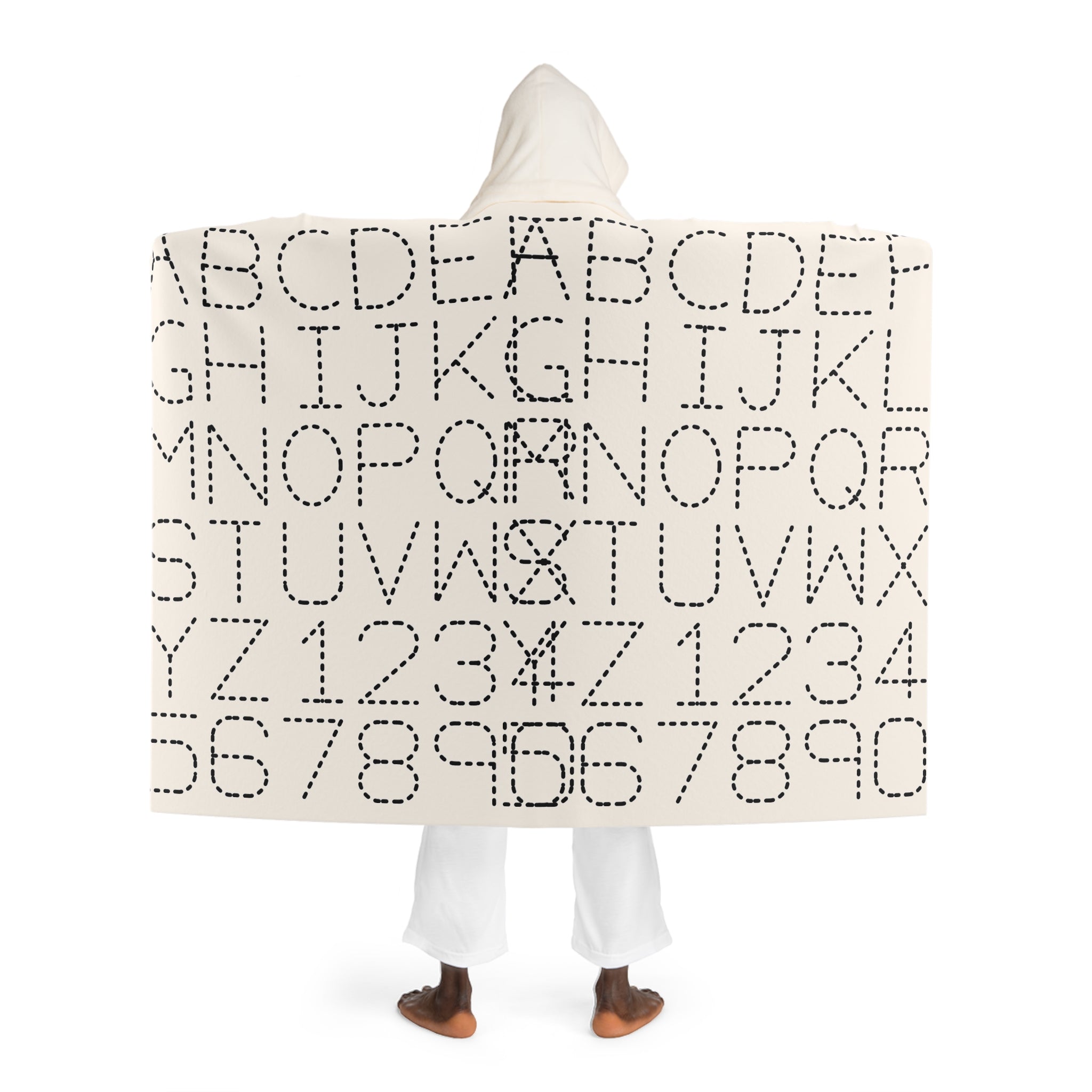 Alphabet Dot Pattern Hooded Sherpa Blanket | Cozy Letter Print Throw