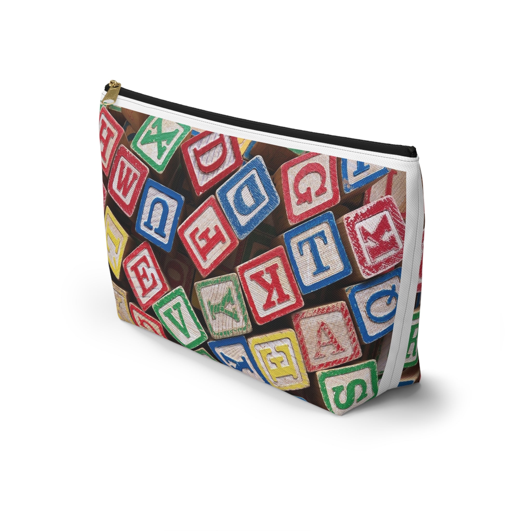 Scattered Wooden Alphabet Blocks Accessory Pouch