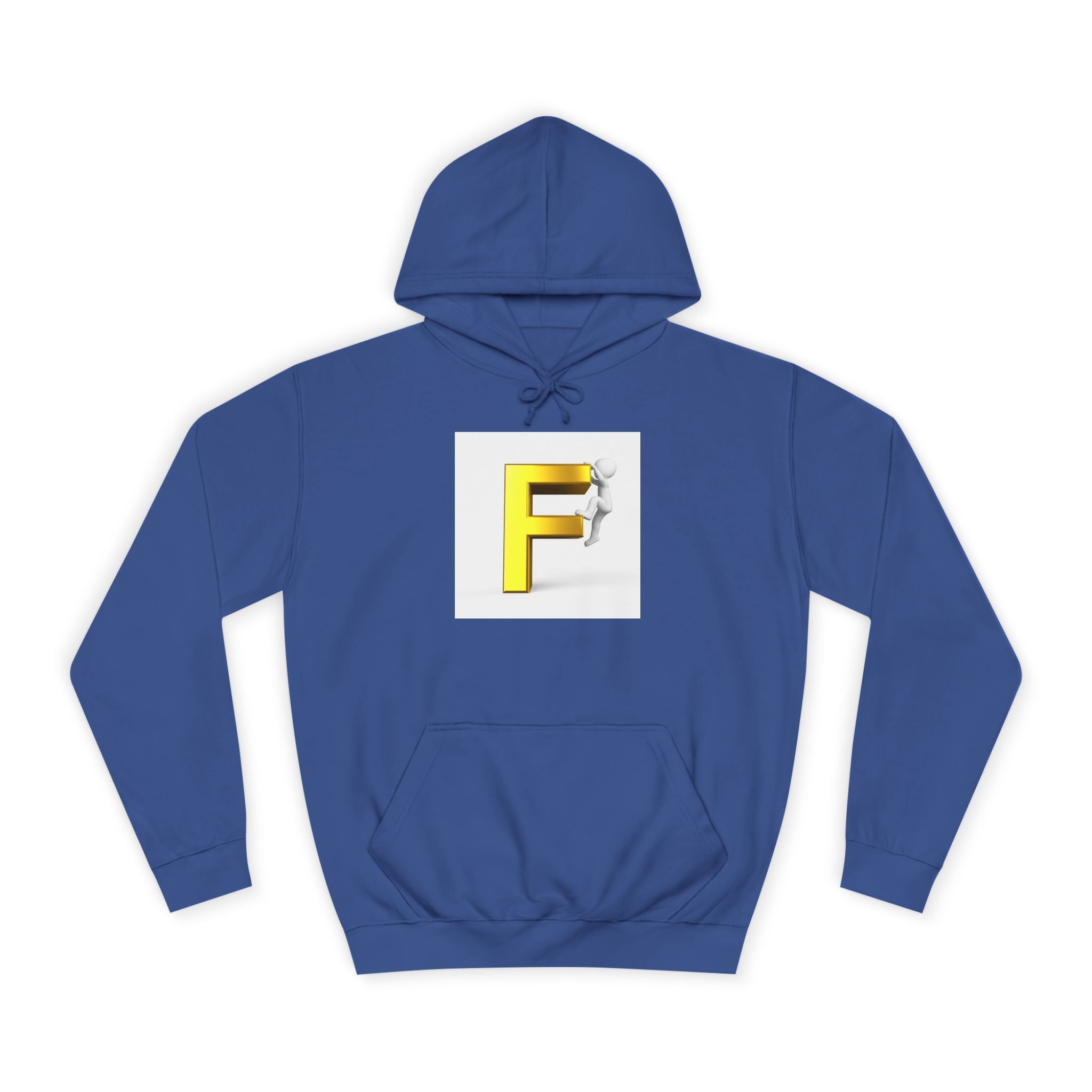 3D Gold Letter F Hoodie | Climbing Figurine Letterman Style