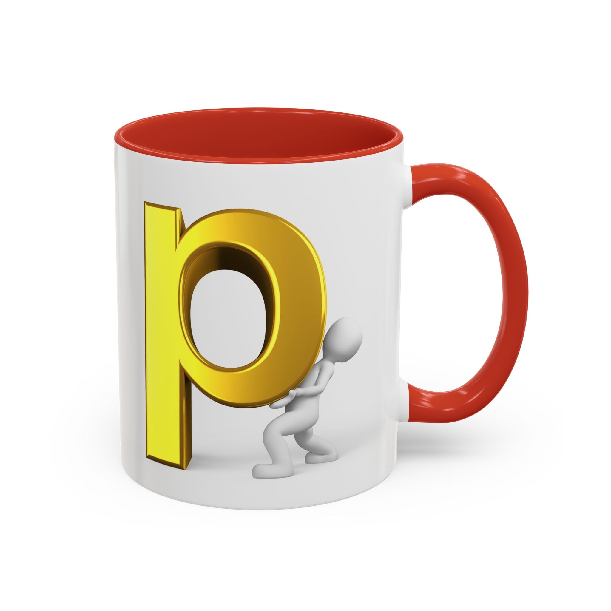 Tasse à café 3D lettre P | Tasse à anse colorée 325 ml ou 443 ml